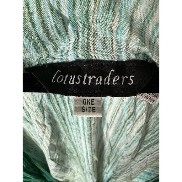 LotusTrader Hand Made Gypsy Kimono Kaftan Gauzy Batik Womens OS Green Boho - Picture 4 of 10